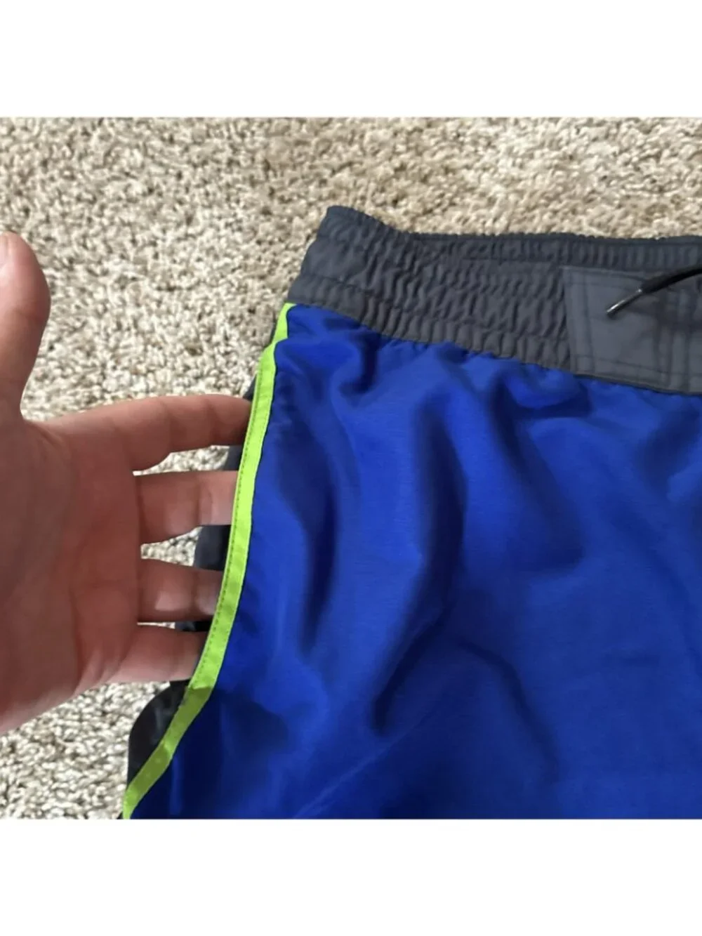 Adidas Swim Trunks Men's XXL Blue Gray Neon Green Board Shorts Mesh Lined